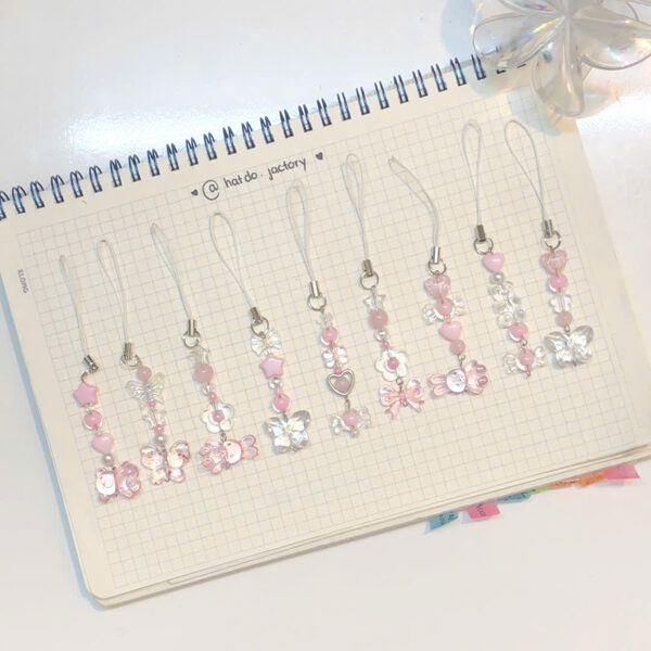 Handmade Crystal Bead Keychain Pinkki ver 2 – For Phones, Cameras, Bags