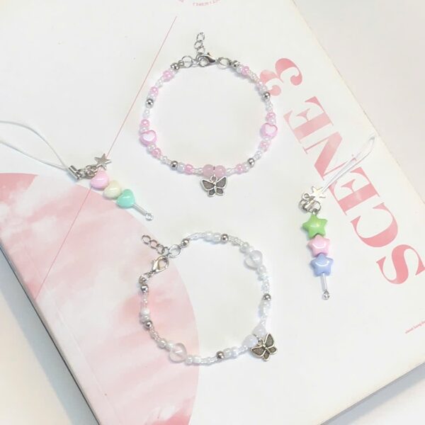 Handmade Ceramic Bead Bracelet – Dopamine Colors with Star and Cloud Patterns for Women