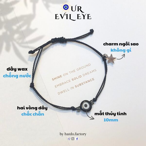 Evil Eye Bracelet – "Power" Mix 2 by Hatdo, 8mm Charm, Adjustable Freesize 