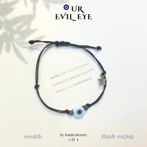 Evil Eye Bracelet – "Wealth" Mix 2 by Hatdo, 8mm Charm, Adjustable Freesize 