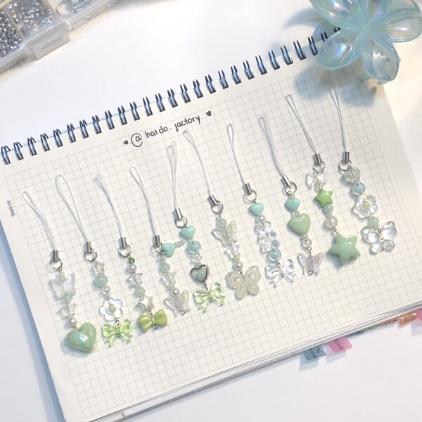 Handmade Crystal Bead Keychain Greenii – For Phones, Cameras, Bags