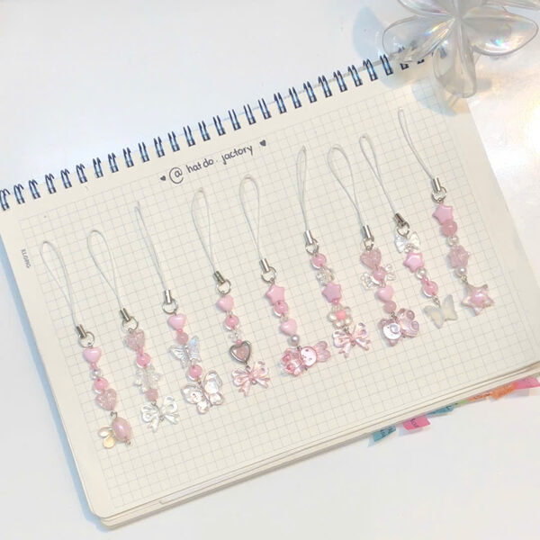 Handmade Crystal Bead Keychain Pinkki – For Phones, Cameras, Bags