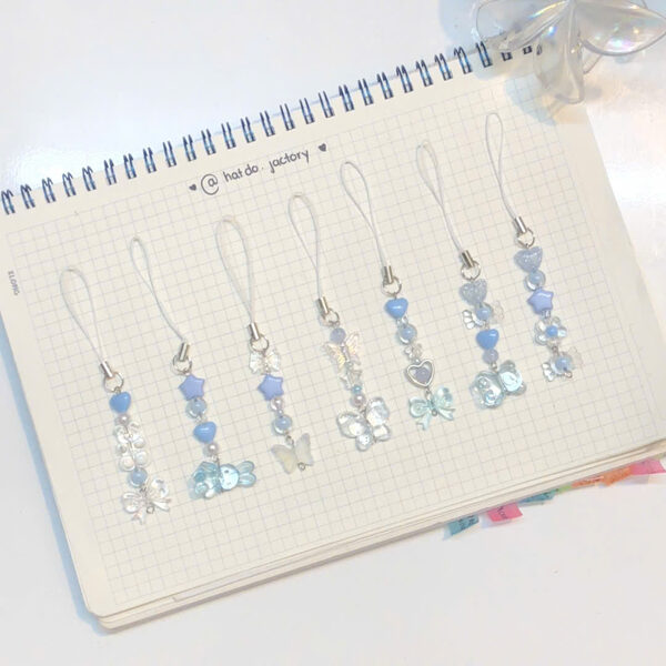 Handmade Crystal Bead Keychain Bluedrwm ver 2 – For Phones, Cameras, Bags